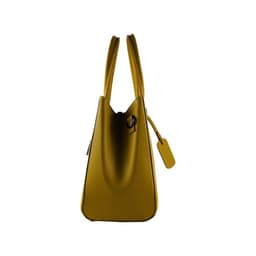 image-RB1004R | Borsa a Mano in Vera Pelle Made in Italy con Tracollina removibile e attacchi con moschettoni in metallo Canna di Fucile - Colore Senape - Dimensioni: cm 33 x 25 x 15 + Manici 13 cm