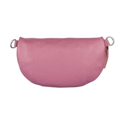 image-RB1015AZ | Waist bag with removable shoulder strap in Genuine Leather Made in Italy. Attachments with shiny nickel metal snap hooks - Antique pink color - Dimensions: 24 x 14 x 7