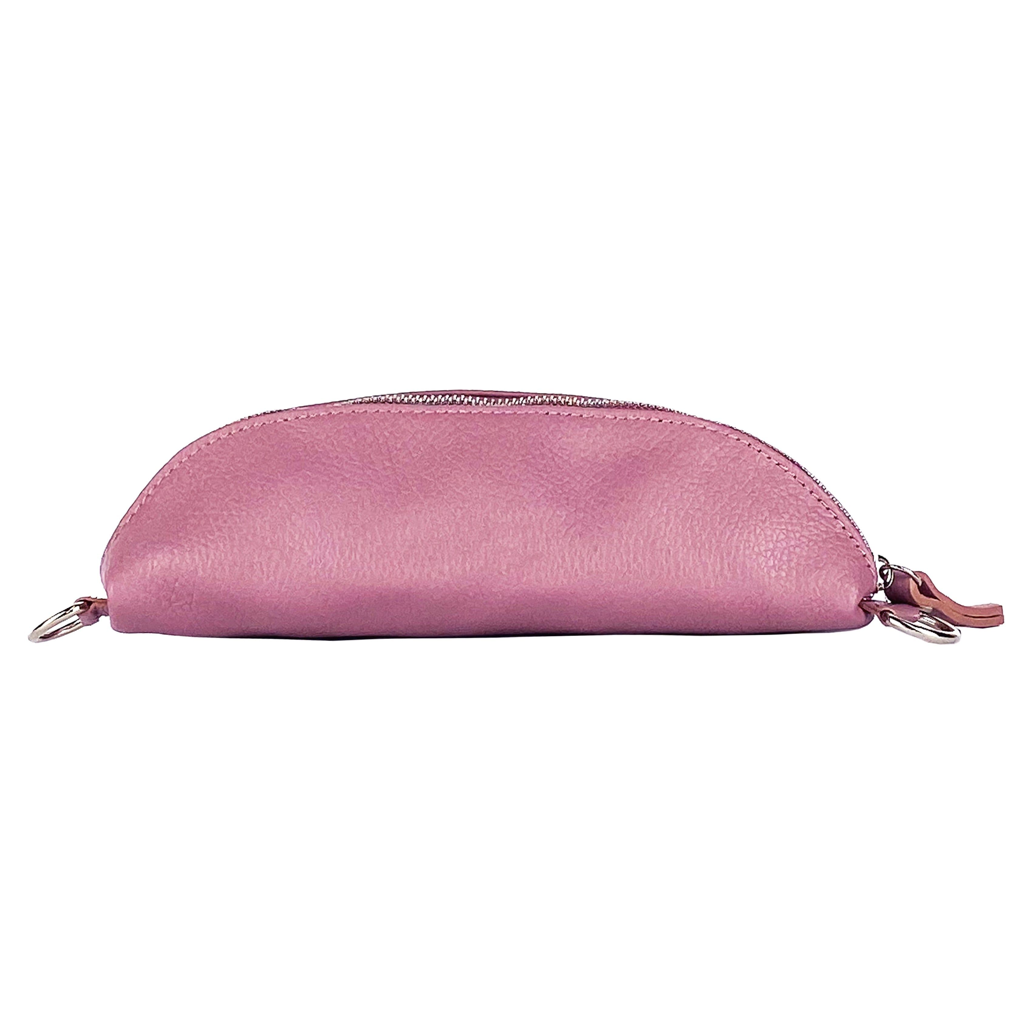 image-RB1015AZ | Marsupio con tracolla removibile in Vera Pelle Made in Italy. Attacchi con moschettoni in metallo Nickel Lucido - Colore Rosa Antico - Dimensioni: 24 x 14 x 7