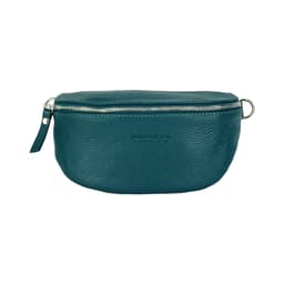 image-RB1015BZ | Marsupio con tracolla removibile in Vera Pelle Made in Italy. Attacchi con moschettoni in metallo Nickel Lucido - Colore Ottanio - Dimensioni: 24 x 14 x 7
