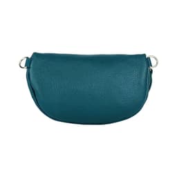 image-RB1015BZ | Marsupio con tracolla removibile in Vera Pelle Made in Italy. Attacchi con moschettoni in metallo Nickel Lucido - Colore Ottanio - Dimensioni: 24 x 14 x 7