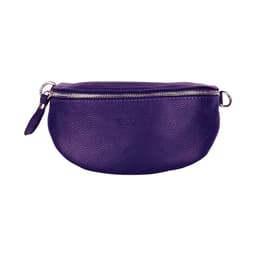 image-RB1015Y | Marsupio con tracolla removibile in Vera Pelle Made in Italy. Attacchi con moschettoni in metallo Nickel Lucido - Colore Viola - Dimensioni: 24 x 14 x 7