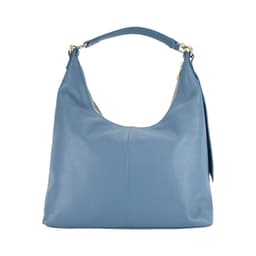 image-RB1017P | Borsa Donna a spalla Morbida in Vera Pelle Made in Italy con tracolla removibile. Attacchi con moschettoni in metallo Oro Lucido - Colore Avio - Dimensioni: cm 36 x 40 x 13