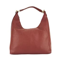 image-RB1017Q | Borsa Donna a spalla Morbida in Vera Pelle Made in Italy con tracolla removibile. Attacchi con moschettoni in metallo Oro Lucido - Colore Rubino - Dimensioni: cm 36 x 40 x 13