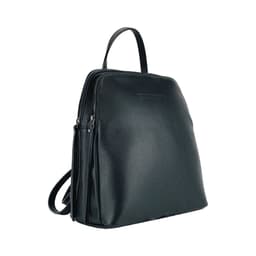 image-RB1018A | Genuine Leather Double Compartment Women's Backpack Made in Italy with adjustable shoulder straps. Gunmetal metal accessories - Black color - Dimensions: 26 x 30 x 14.5 cm