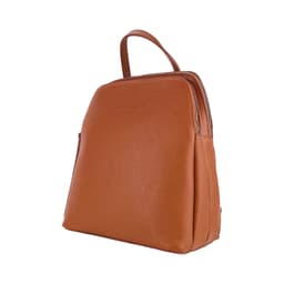 image-RB1018AM | Zaino Donna Doppio scomparto in Vera Pelle Made in Italy con spallacci regolabili. Accessori in metallo Canna di Fucile - Colore Paprika - Dimensioni: cm 26 x 30 x 14,5