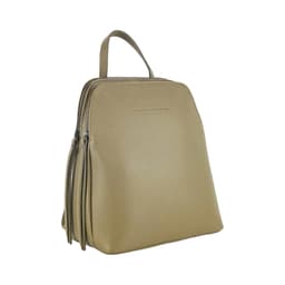 image-RB1018AQ | Genuine Leather Double Compartment Women's Backpack Made in Italy with adjustable shoulder straps. Gunmetal metal accessories - Taupe color - Dimensions: 26 x 30 x 14.5 cm
