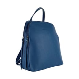 image-RB1018D | Zaino Donna Doppio scomparto in Vera Pelle Made in Italy con spallacci regolabili. Accessori in metallo Canna di Fucile - Colore Blu - Dimensioni: cm 26 x 30 x 14,5