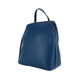 image-RB1018D | Zaino Donna Doppio scomparto in Vera Pelle Made in Italy con spallacci regolabili. Accessori in metallo Canna di Fucile - Colore Blu - Dimensioni: cm 26 x 30 x 14,5