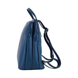 image-RB1018D | Zaino Donna Doppio scomparto in Vera Pelle Made in Italy con spallacci regolabili. Accessori in metallo Canna di Fucile - Colore Blu - Dimensioni: cm 26 x 30 x 14,5
