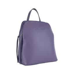 image-RB1018Y | Genuine Leather Double Compartment Women's Backpack Made in Italy with adjustable shoulder straps. Gunmetal metal accessories - Purple color - Dimensions: 26 x 30 x 14.5 cm