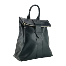 image-RB1021A | Zaino Donna Morbido in Vera Pelle Made in Italy con Spallacci regolabili. Chiusura lampo e Accessori in metallo Oro Lucido - Colore Nero - Dimensioni: cm 30 x 34 x 10,5