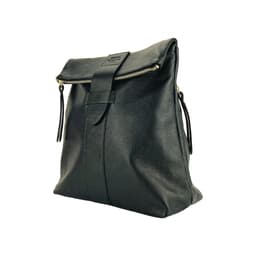 image-RB1021A | Zaino Donna Morbido in Vera Pelle Made in Italy con Spallacci regolabili. Chiusura lampo e Accessori in metallo Oro Lucido - Colore Nero - Dimensioni: cm 30 x 34 x 10,5
