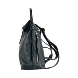 image-RB1021A | Zaino Donna Morbido in Vera Pelle Made in Italy con Spallacci regolabili. Chiusura lampo e Accessori in metallo Oro Lucido - Colore Nero - Dimensioni: cm 30 x 34 x 10,5