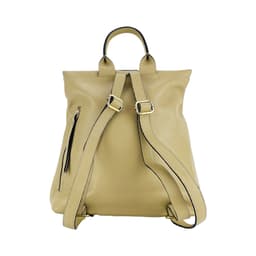 image-RB1021AL | Zaino Donna Morbido in Vera Pelle Made in Italy con Spallacci regolabili. Chiusura lampo e Accessori in metallo Oro Lucido - Colore Beige - Dimensioni: cm 30 x 34 x 10,5