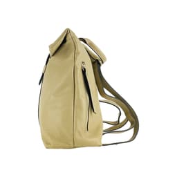 image-RB1021AL | Zaino Donna Morbido in Vera Pelle Made in Italy con Spallacci regolabili. Chiusura lampo e Accessori in metallo Oro Lucido - Colore Beige - Dimensioni: cm 30 x 34 x 10,5