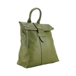 image-RB1021E | Zaino Donna Morbido in Vera Pelle Made in Italy con Spallacci regolabili. Chiusura lampo e Accessori in metallo Oro Lucido - Colore Verde - Dimensioni: cm 30 x 34 x 10,5