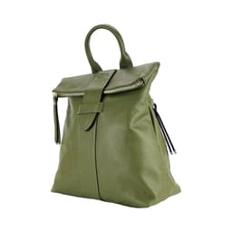 image-RB1021E | Zaino Donna Morbido in Vera Pelle Made in Italy con Spallacci regolabili. Chiusura lampo e Accessori in metallo Oro Lucido - Colore Verde - Dimensioni: cm 30 x 34 x 10,5