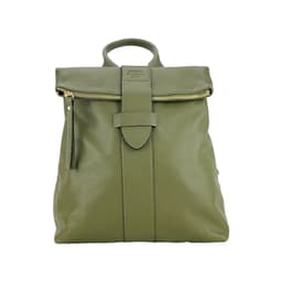 image-RB1021E | Zaino Donna Morbido in Vera Pelle Made in Italy con Spallacci regolabili. Chiusura lampo e Accessori in metallo Oro Lucido - Colore Verde - Dimensioni: cm 30 x 34 x 10,5