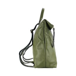 image-RB1021E | Zaino Donna Morbido in Vera Pelle Made in Italy con Spallacci regolabili. Chiusura lampo e Accessori in metallo Oro Lucido - Colore Verde - Dimensioni: cm 30 x 34 x 10,5
