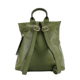 image-RB1021E | Zaino Donna Morbido in Vera Pelle Made in Italy con Spallacci regolabili. Chiusura lampo e Accessori in metallo Oro Lucido - Colore Verde - Dimensioni: cm 30 x 34 x 10,5