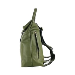 image-RB1021E | Zaino Donna Morbido in Vera Pelle Made in Italy con Spallacci regolabili. Chiusura lampo e Accessori in metallo Oro Lucido - Colore Verde - Dimensioni: cm 30 x 34 x 10,5