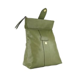 image-RB1021E | Zaino Donna Morbido in Vera Pelle Made in Italy con Spallacci regolabili. Chiusura lampo e Accessori in metallo Oro Lucido - Colore Verde - Dimensioni: cm 30 x 34 x 10,5