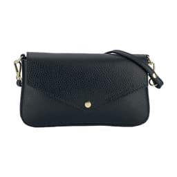 image-RB1023A | Borsa piccola a Spalla con Tracolla a catena removibile in Vera Pelle Made in Italy. Pattina di Chiusura. Accessori in metallo Oro Lucido - Colore Nero - Dimensioni: cm 22 x 12 x 3