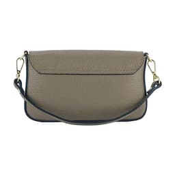 image-RB1023AQ | Borsa piccola a Spalla con Tracolla a catena removibile in Vera Pelle Made in Italy. Pattina di Chiusura. Accessori in metallo Oro Lucido - Colore Taupe - Dimensioni: cm 22 x 12 x 3