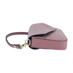 image-RB1023AZ | Small Shoulder Bag with Removable Chain Shoulder Strap in Genuine Leather Made in Italy. Closing flap. Shiny Gold metal accessories - Antique Pink color - Dimensions: 22 x 12 x 3 cm