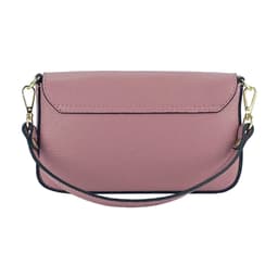 image-RB1023AZ | Small Shoulder Bag with Removable Chain Shoulder Strap in Genuine Leather Made in Italy. Closing flap. Shiny Gold metal accessories - Antique Pink color - Dimensions: 22 x 12 x 3 cm