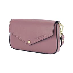 image-RB1023AZ | Borsa piccola a Spalla con Tracolla a catena removibile in Vera Pelle Made in Italy. Pattina di Chiusura. Accessori in metallo Oro Lucido - Colore Rosa Antico - Dimensioni: cm 22 x 12 x 3
