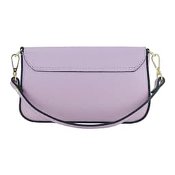 image-RB1023CI | Small Shoulder Bag with Removable Chain Shoulder Strap in Genuine Leather Made in Italy. Closing flap. Shiny Gold metal accessories - Lilac color - Dimensions: 22 x 12 x 3 cm