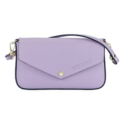 image-RB1023CI | Borsa piccola a Spalla con Tracolla a catena removibile in Vera Pelle Made in Italy. Pattina di Chiusura. Accessori in metallo Oro Lucido - Colore Lilla - Dimensioni: cm 22 x 12 x 3