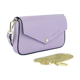 image-RB1023CI | Borsa piccola a Spalla con Tracolla a catena removibile in Vera Pelle Made in Italy. Pattina di Chiusura. Accessori in metallo Oro Lucido - Colore Lilla - Dimensioni: cm 22 x 12 x 3