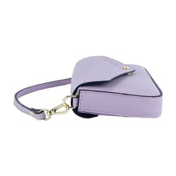 image-RB1023CI | Borsa piccola a Spalla con Tracolla a catena removibile in Vera Pelle Made in Italy. Pattina di Chiusura. Accessori in metallo Oro Lucido - Colore Lilla - Dimensioni: cm 22 x 12 x 3