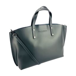 image-RB1024A | Women's handbag in genuine leather Made in Italy with removable shoulder strap. Large internal removable bag. Polished gunmetal accessories - Black color - Dimensions: 48x31x11 cm