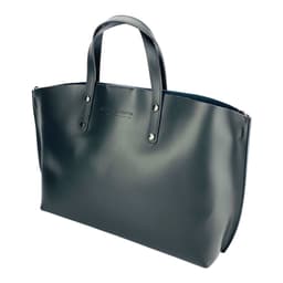 image-RB1024A | Women's handbag in genuine leather Made in Italy with removable shoulder strap. Large internal removable bag. Polished gunmetal accessories - Black color - Dimensions: 48x31x11 cm