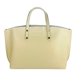 image-RB1024AL | Women's handbag in genuine leather Made in Italy with removable shoulder strap. Large internal removable bag. Polished gunmetal accessories - Beige color - Dimensions: 48x31x11 cm
