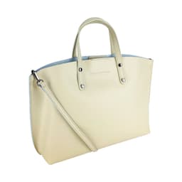 image-RB1024AL | Borsa Donna a Mano in Vera Pelle Made in Italy con tracolla removibile. Sacca grande interna estraibile. Accessori Canna di Fucile Lucido - Colore Beige - Dimensioni: cm 48x31x11