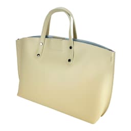 image-RB1024AL | Borsa Donna a Mano in Vera Pelle Made in Italy con tracolla removibile. Sacca grande interna estraibile. Accessori Canna di Fucile Lucido - Colore Beige - Dimensioni: cm 48x31x11