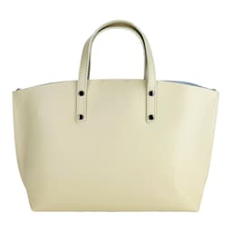 image-RB1024AL | Borsa Donna a Mano in Vera Pelle Made in Italy con tracolla removibile. Sacca grande interna estraibile. Accessori Canna di Fucile Lucido - Colore Beige - Dimensioni: cm 48x31x11