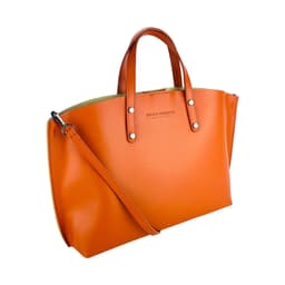 image-RB1024AM | Women's handbag in genuine leather Made in Italy with removable shoulder strap. Large internal removable bag. Accessories Shiny Gunmetal - Paprika color - Dimensions: 48x31x11 cm
