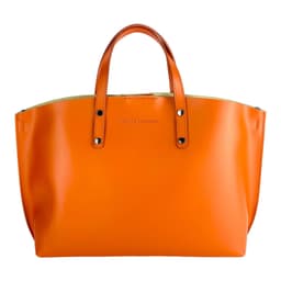 image-RB1024AM | Women's handbag in genuine leather Made in Italy with removable shoulder strap. Large internal removable bag. Accessories Shiny Gunmetal - Paprika color - Dimensions: 48x31x11 cm
