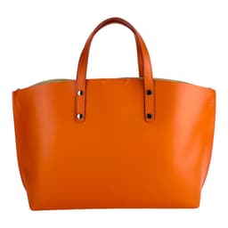 image-RB1024AM | Women's handbag in genuine leather Made in Italy with removable shoulder strap. Large internal removable bag. Accessories Shiny Gunmetal - Paprika color - Dimensions: 48x31x11 cm