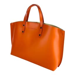 image-RB1024AM | Borsa Donna a Mano in Vera Pelle Made in Italy con tracolla removibile. Sacca grande interna estraibile. Accessori Canna di Fucile Lucido - Colore Paprika - Dimensioni: cm 48x31x11