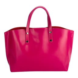 image-RB1024BE | Women's handbag in genuine leather Made in Italy with removable shoulder strap. Large internal removable bag. Glossy gunmetal accessories - Fuchsia color - Dimensions: 48x31x11 cm