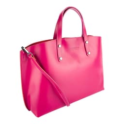 image-RB1024BE | Borsa Donna a Mano in Vera Pelle Made in Italy con tracolla removibile. Sacca grande interna estraibile. Accessori Canna di Fucile Lucido - Colore Fuxia - Dimensioni: cm 48x31x11
