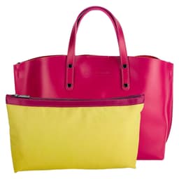 image-RB1024BE | Borsa Donna a Mano in Vera Pelle Made in Italy con tracolla removibile. Sacca grande interna estraibile. Accessori Canna di Fucile Lucido - Colore Fuxia - Dimensioni: cm 48x31x11
