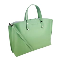 image-RB1024BF | Borsa Donna a Mano in Vera Pelle Made in Italy con tracolla removibile. Sacca grande interna estraibile. Accessori Canna di Fucile Lucido - Colore Menta - Dimensioni: cm 48x31x11